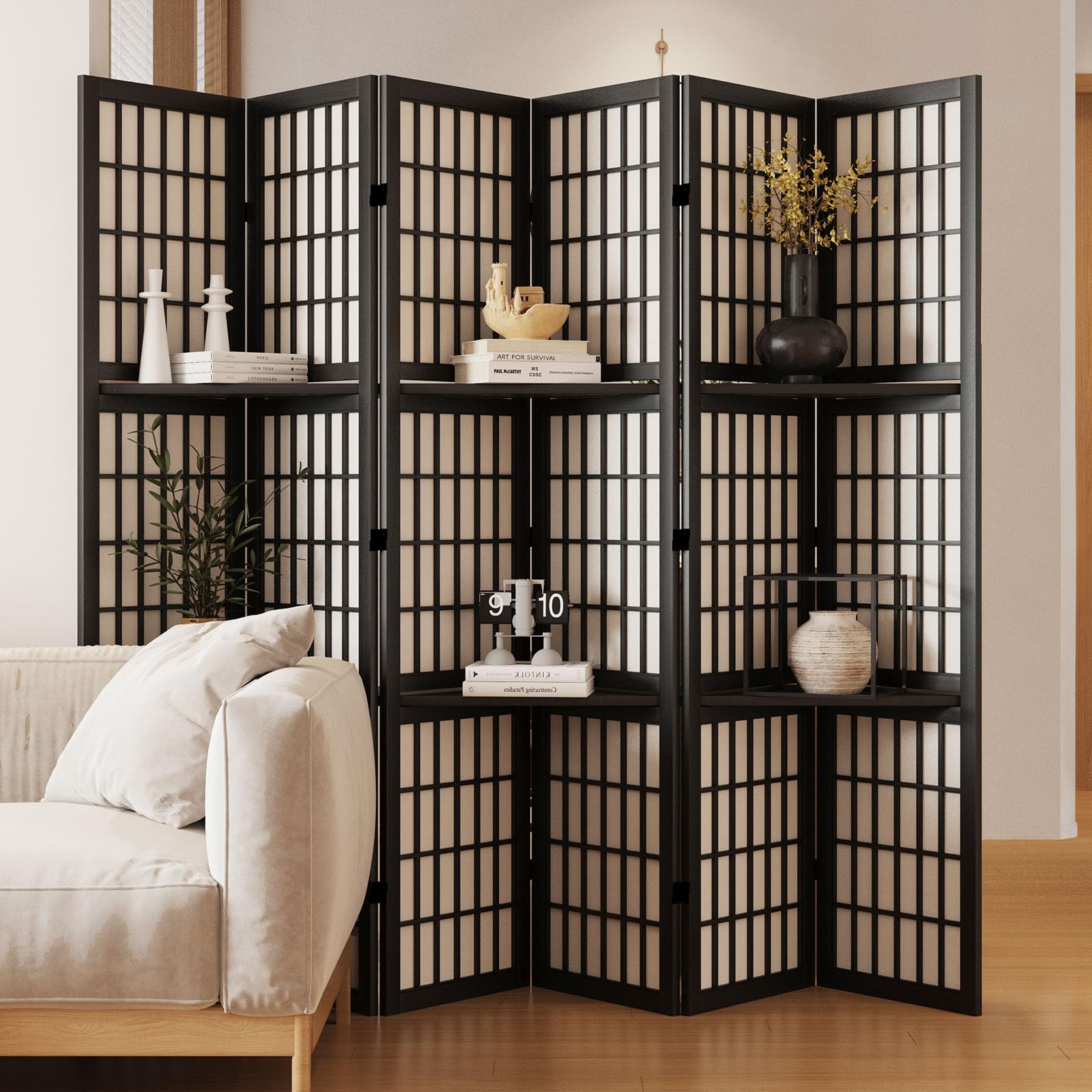 ฉากกั้นห้อง สูง 66.9 นิ้ว สไตล - Shoji Screen Divider บทวิจารณ์และราคา