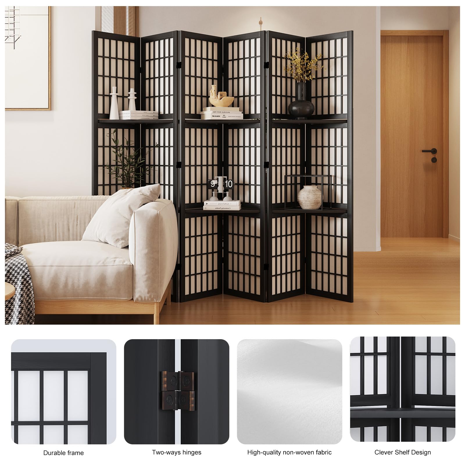 ฉากกั้นห้อง สูง 66.9 นิ้ว สไตล - Shoji Screen Divider บทวิจารณ์และราคา