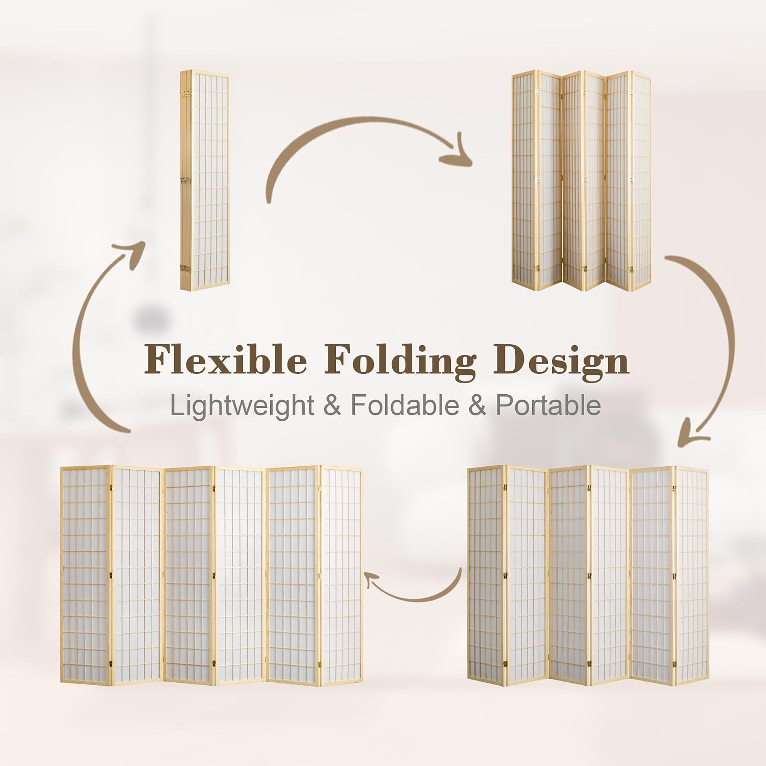 ฉากกั้นห้องแบบพับได้ 6 แผง ฉาก - Shoji Screen Divider บทวิจารณ์และราคา