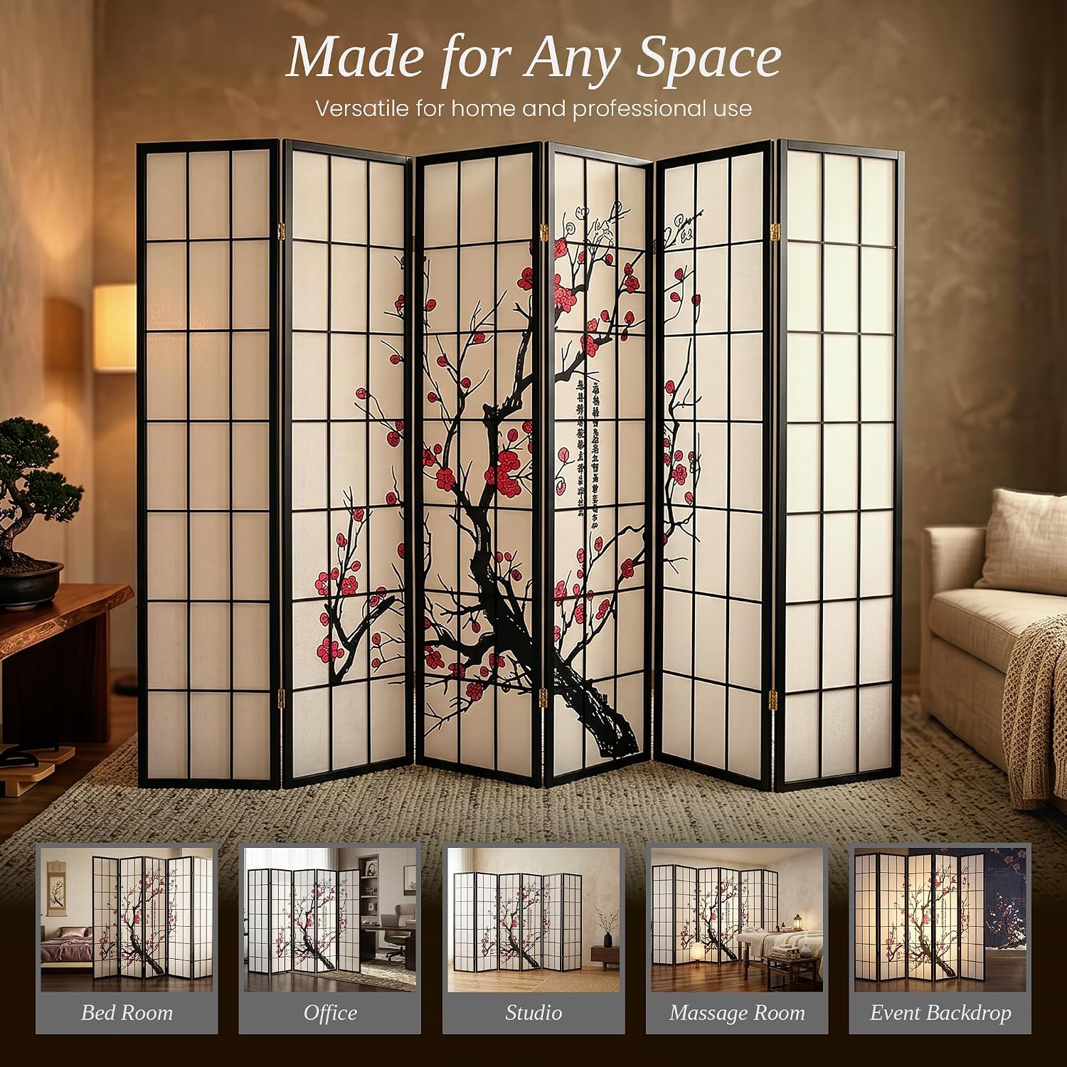ฉากกั้นห้อง 6 บาน สไตล์โชจิ สี - Shoji Screen Divider บทวิจารณ์และราคา
