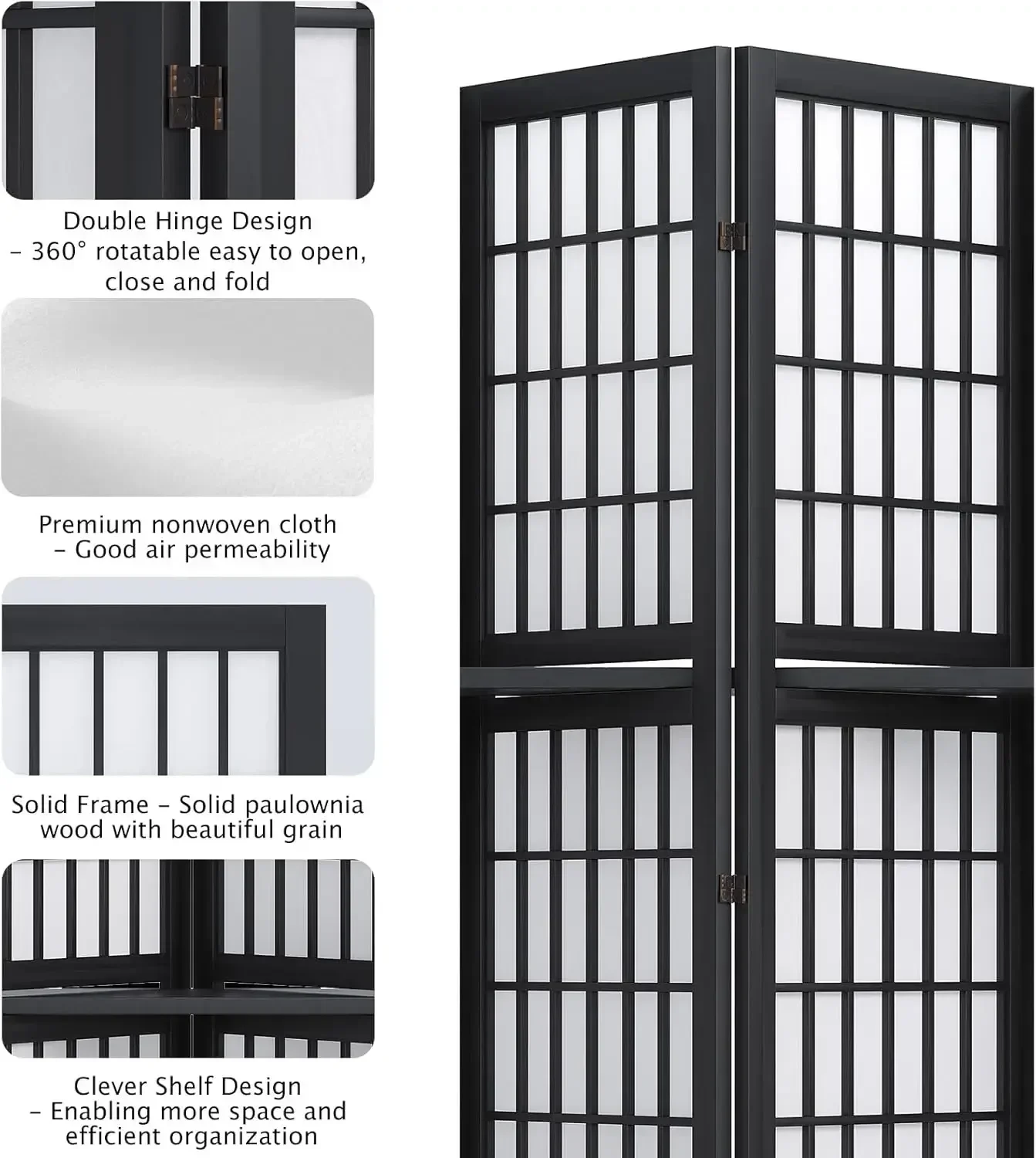 ฉากกั้นห้องแบบพับได้ 6 แผง ขนา - Shoji Screen Divider บทวิจารณ์และราคา